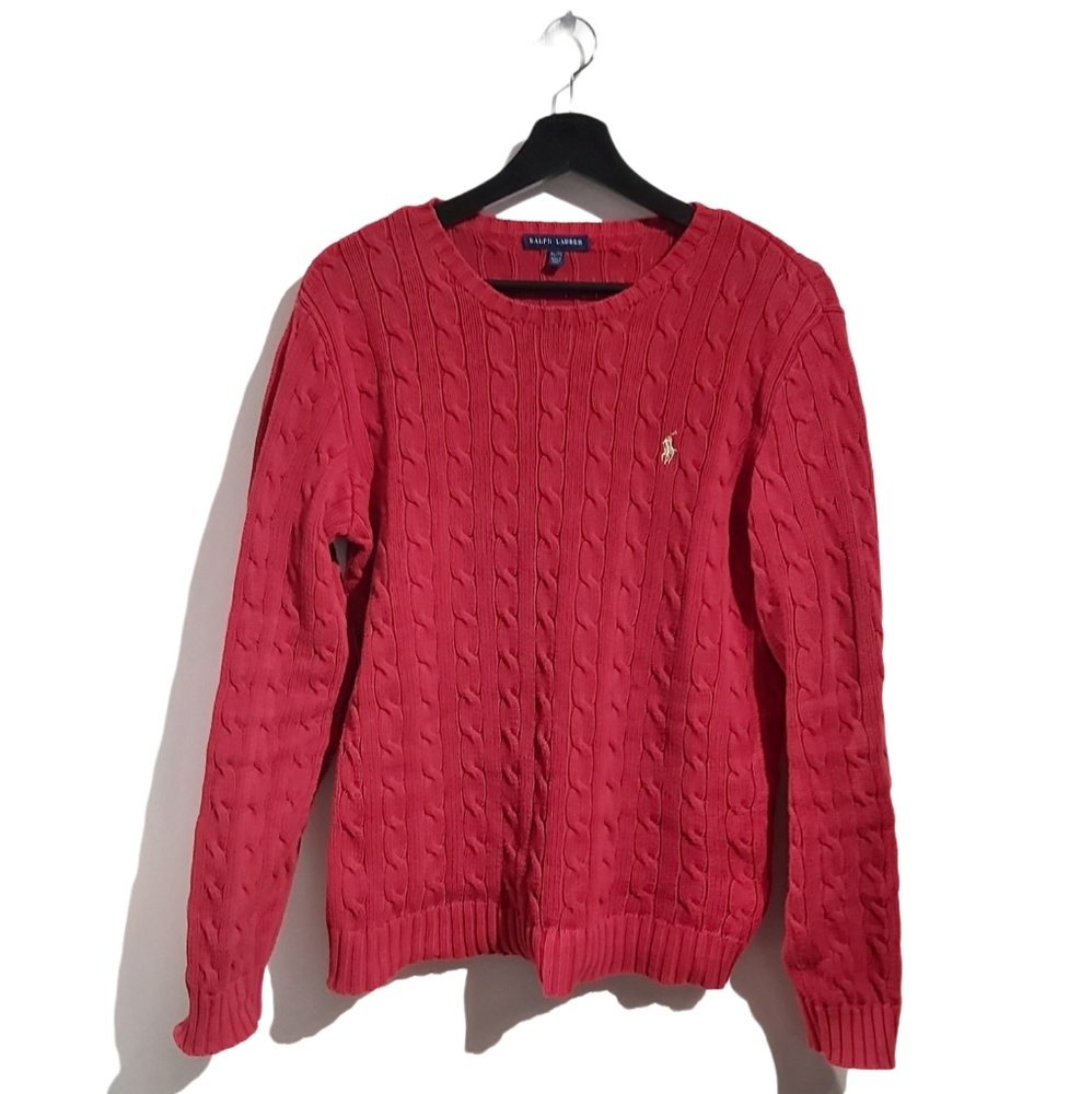 Ralph lauren red cable knit sweater